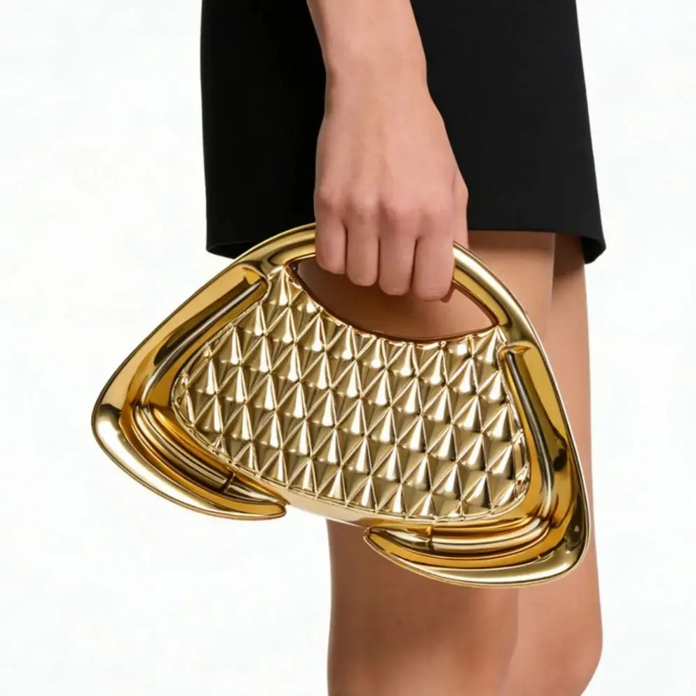 Metallic Geometric Top-Handle Clutch