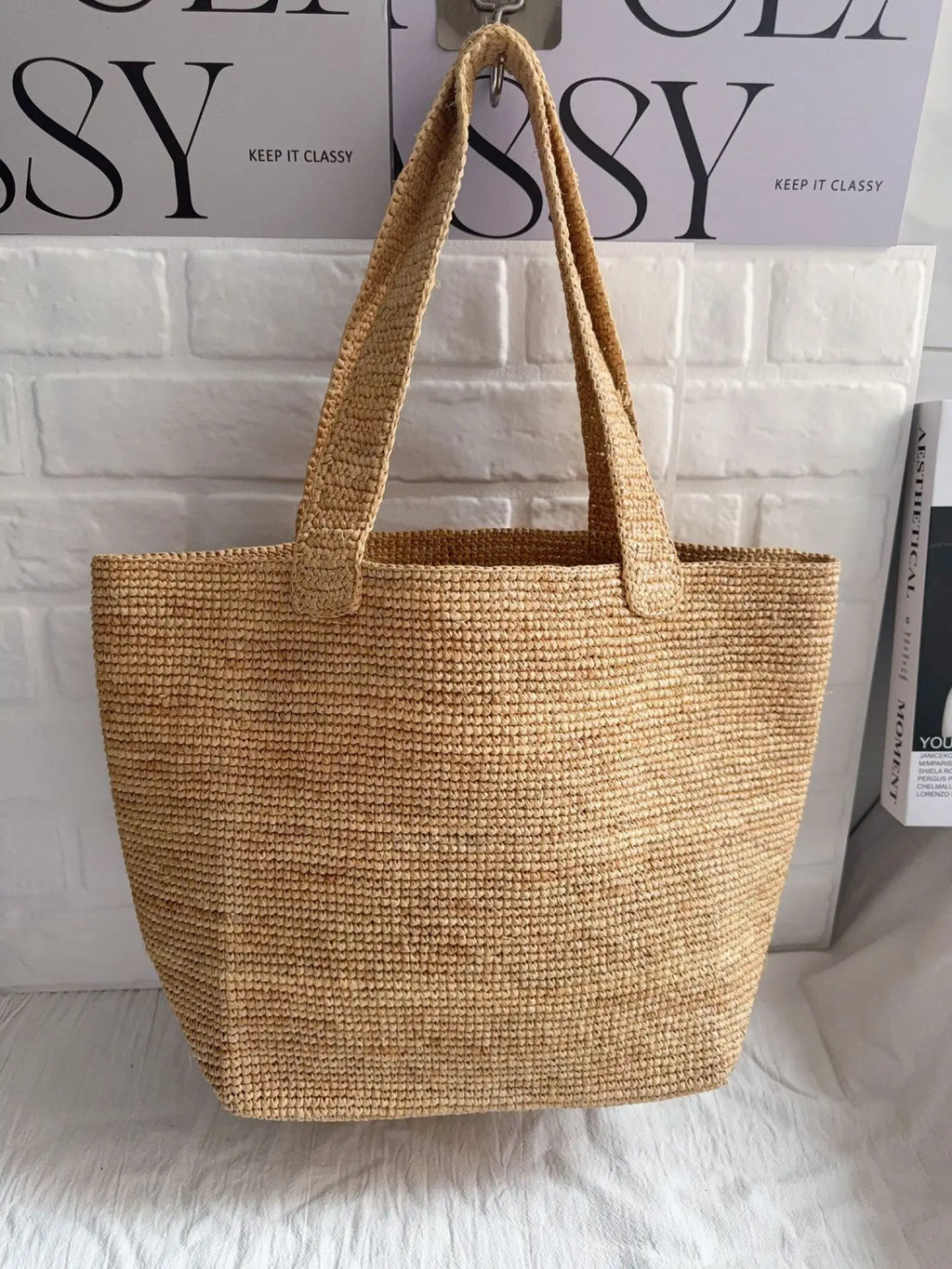 Patterned Woven Tote Bag
