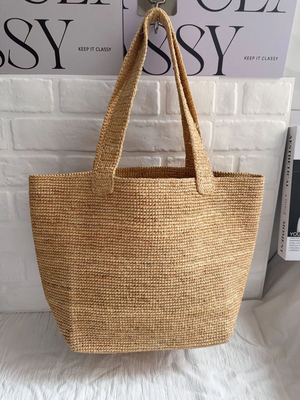 Patterned Woven Tote Bag