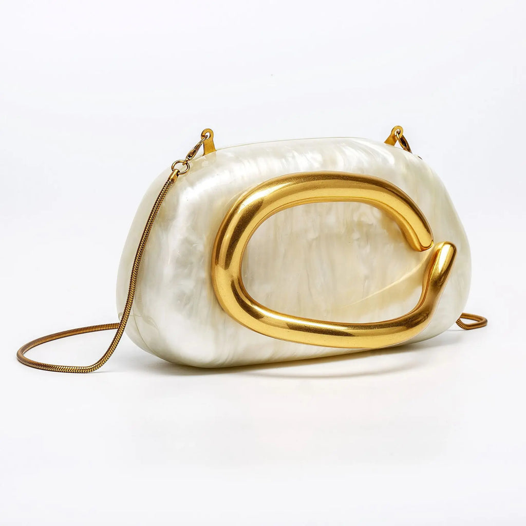 Oval-Accent Evening Clutch