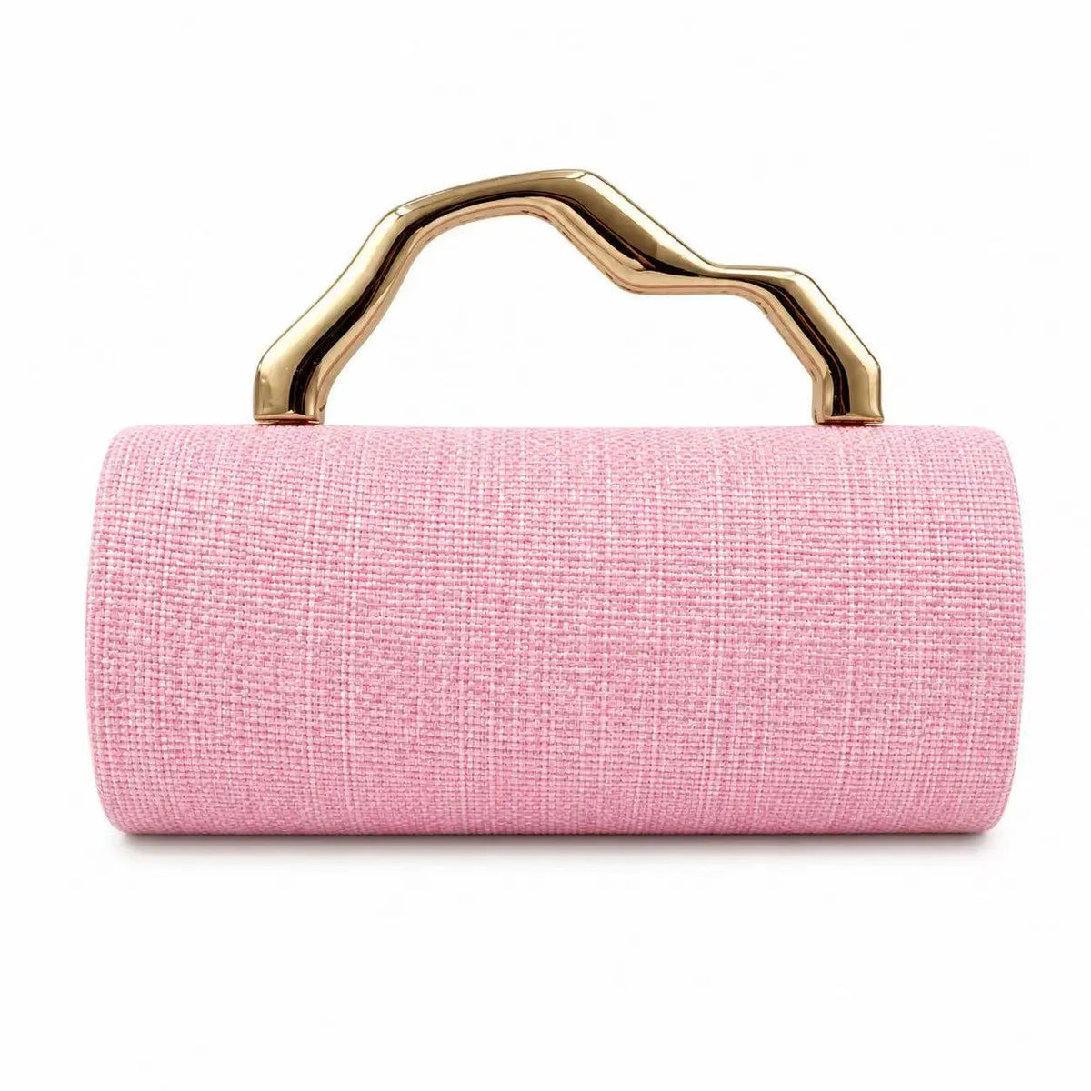 Cylindrical Woven Handle Clutch