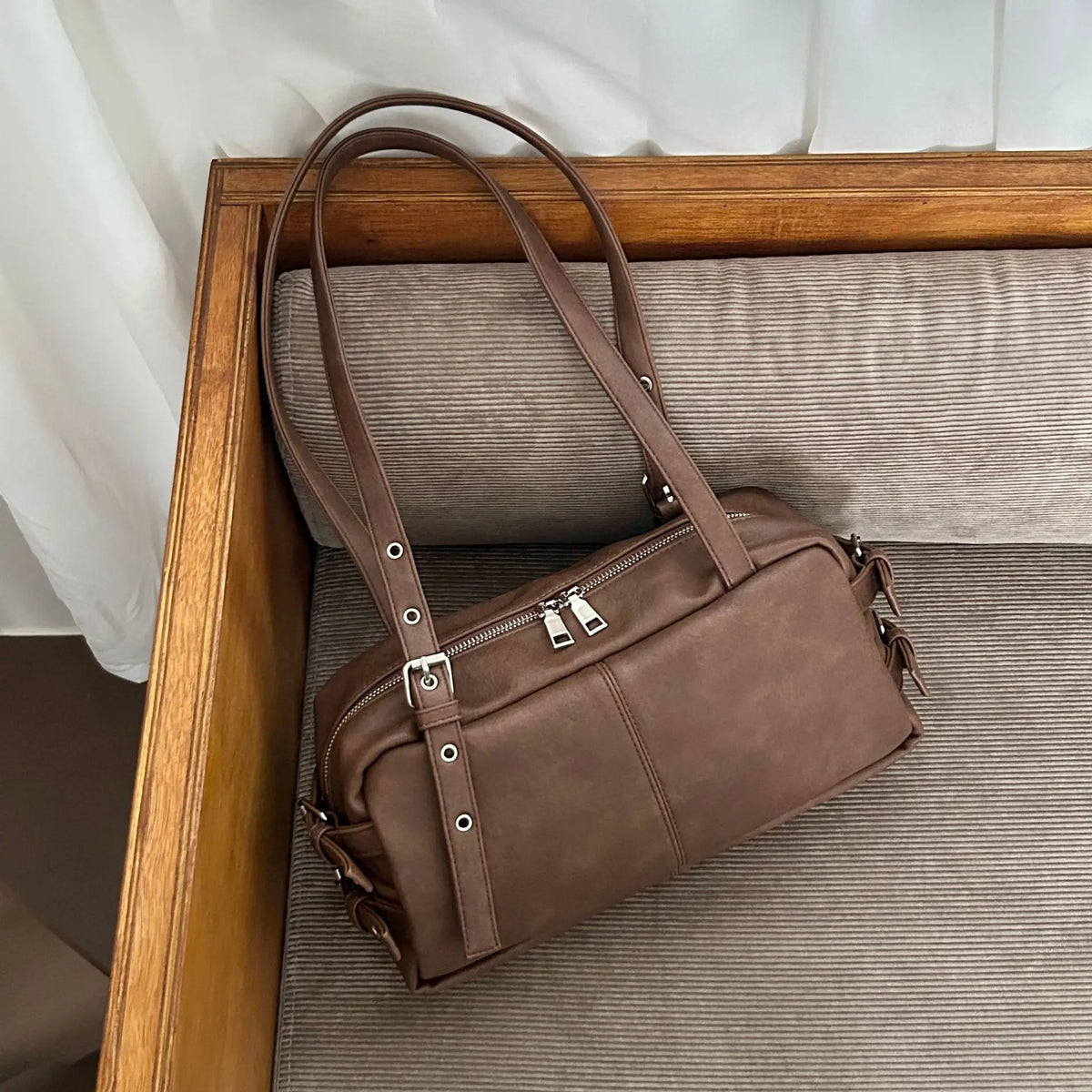 Structured Boston Shoulder Bag