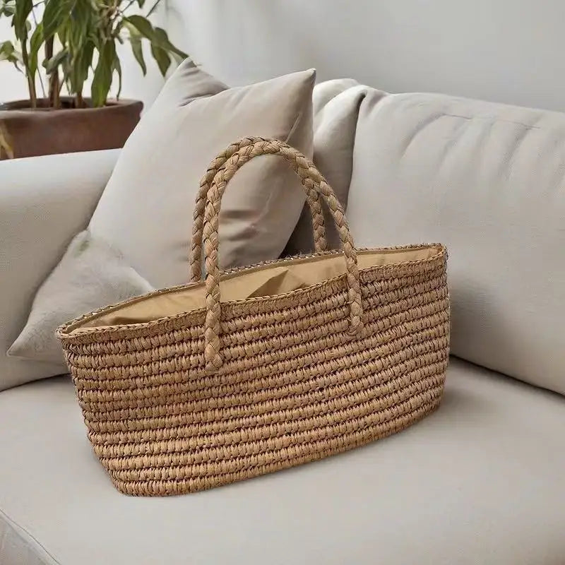 Rectangular Woven Basket Handbag