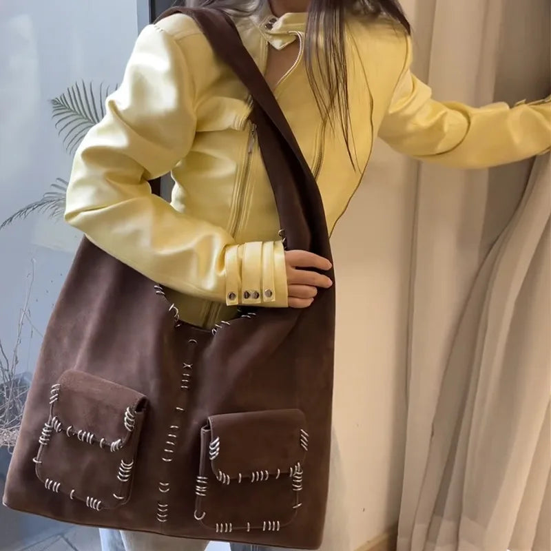 Studded Pocket Shoulder Tote