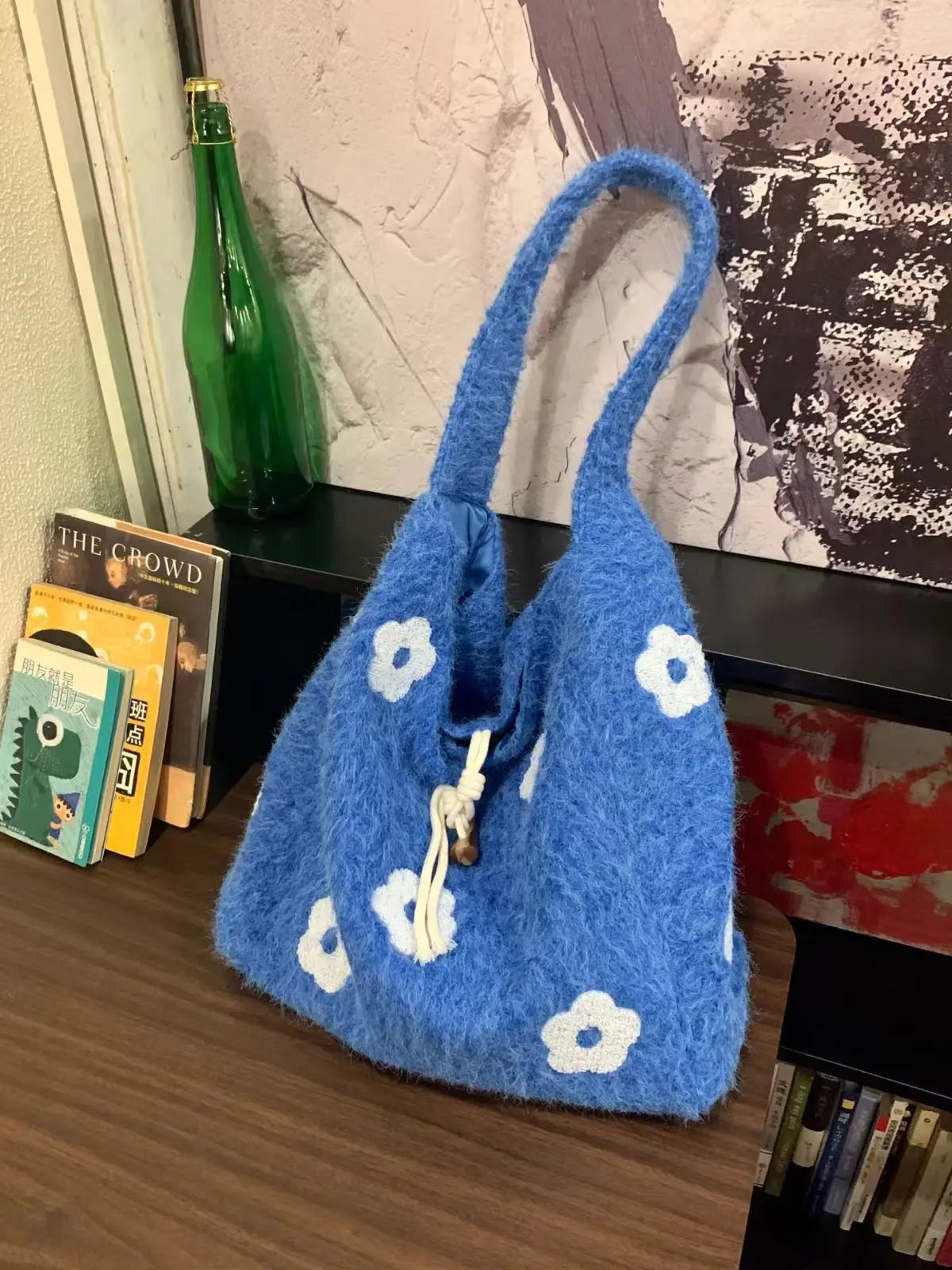 Floral Plush Shoulder Bag