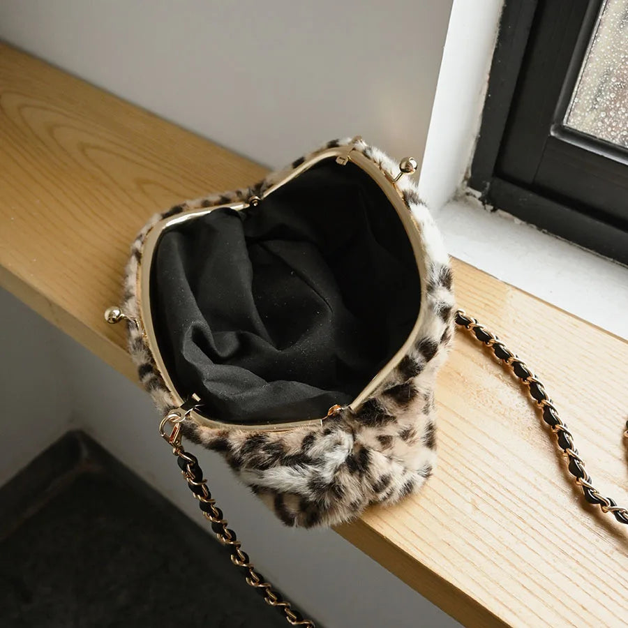 Leopard-Print Plush Clutch