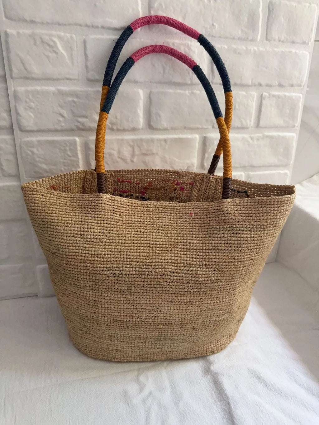 Leaf Embroidered Woven Tote