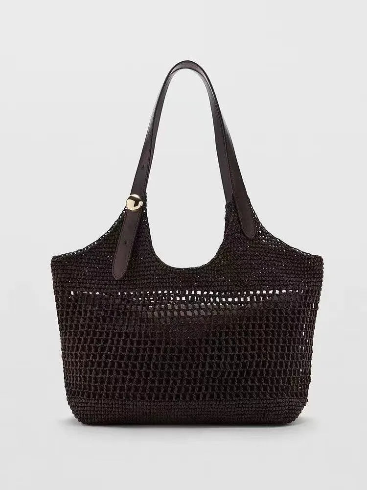 Openwork Woven Shoulder Tote