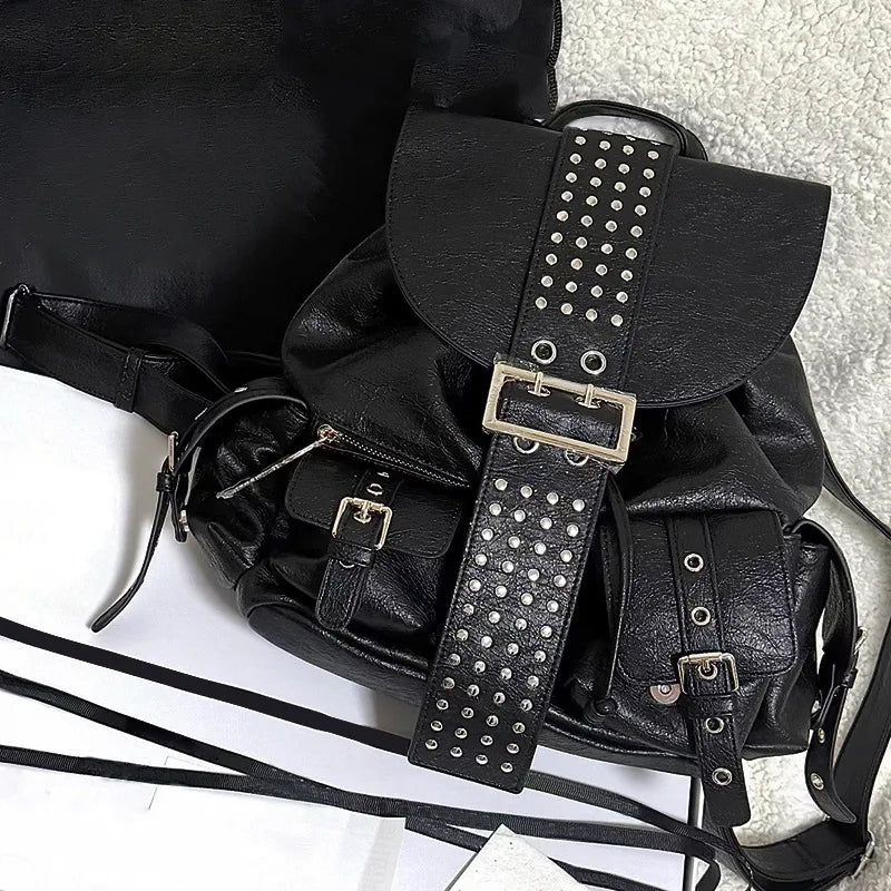 Studded Buckle Flap Backpack