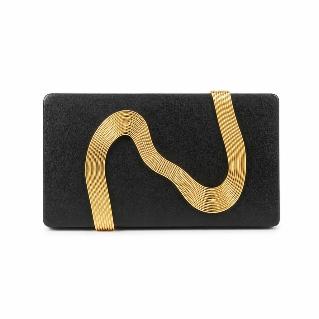 Wave-Trim Box Clutch Bag