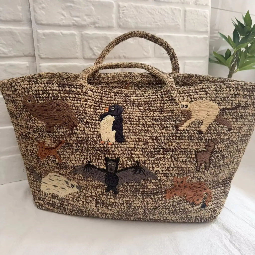 Embellished Woven Tote Bag