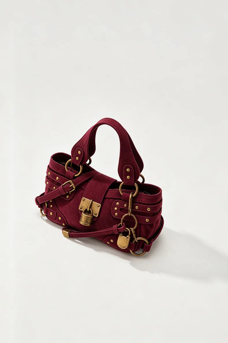 Studded Lock Top-Handle Bag