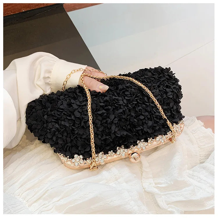 Floral-Texture Frame Clutch
