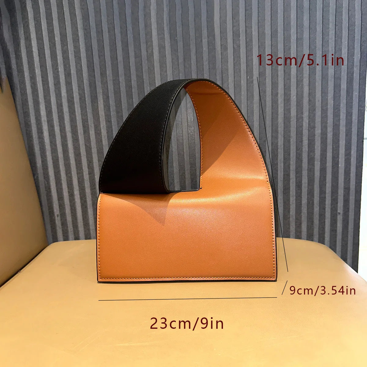 Triangular-Handle Structured Handbag