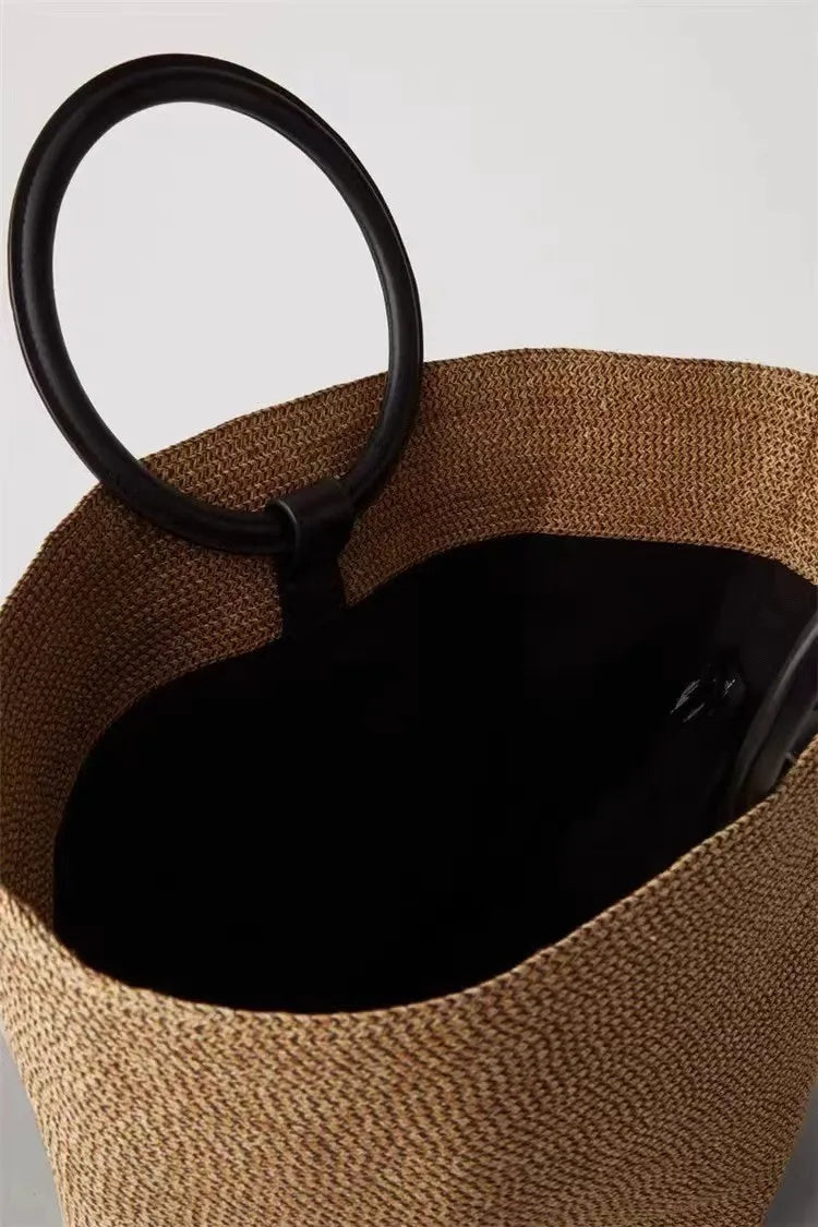 Woven Ring-Handle Tote Bag