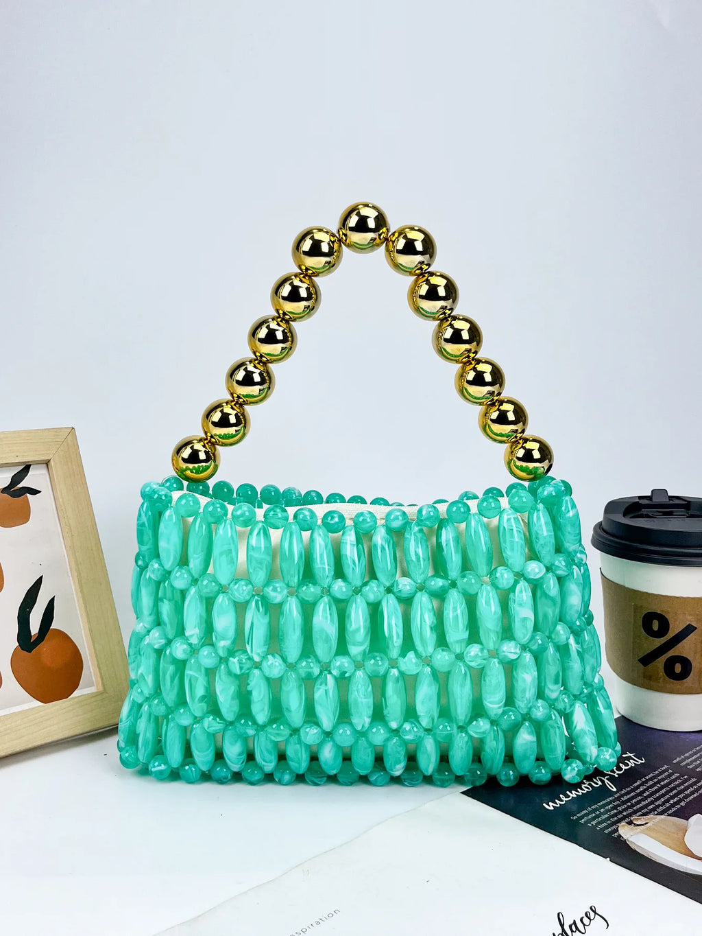 Beaded Handle Handbag