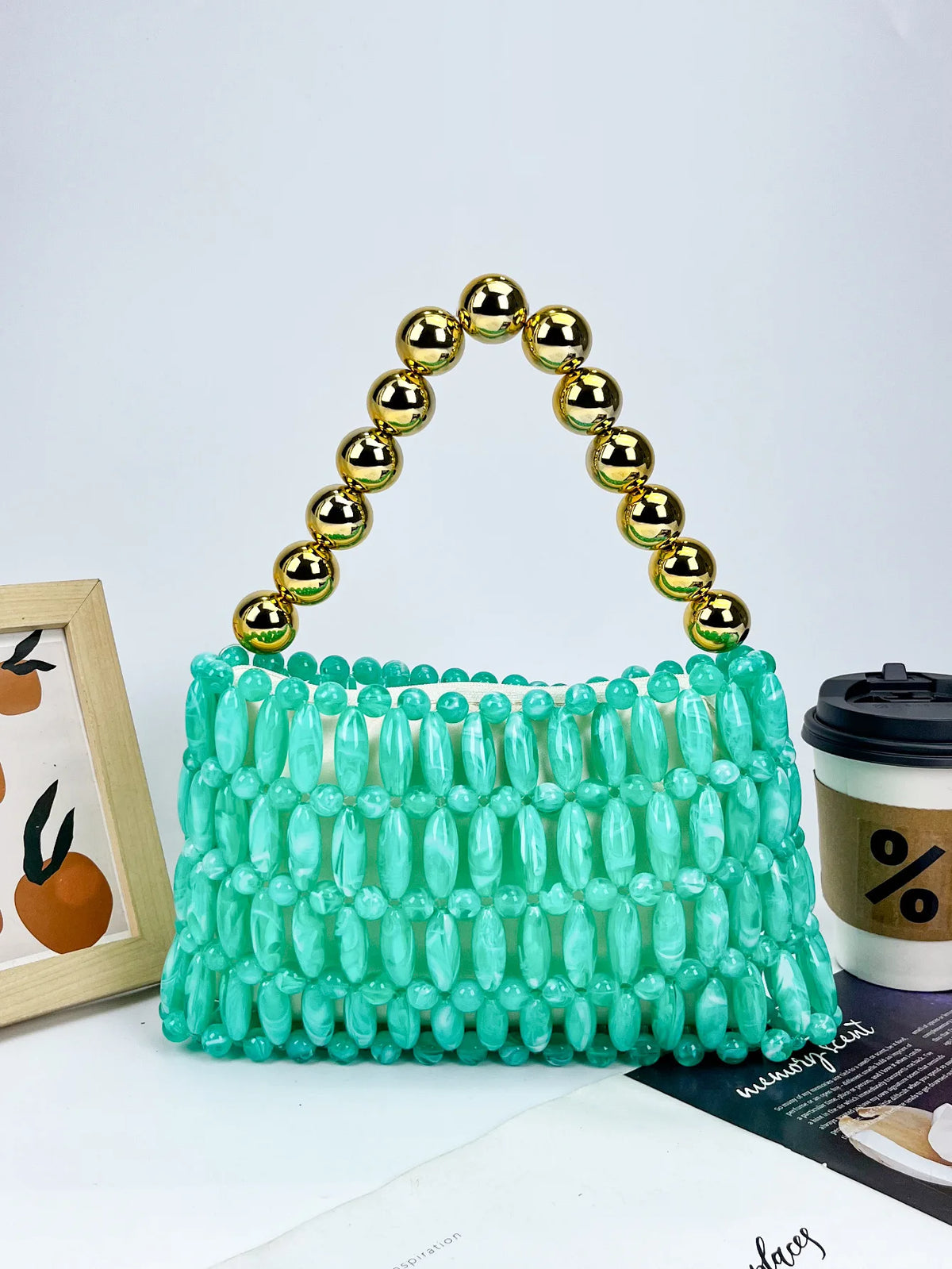 Beaded Handle Handbag