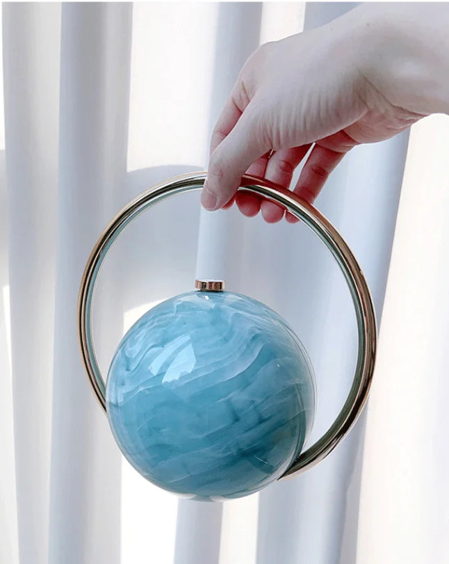 Swirl Ring-Handle Evening Clutch