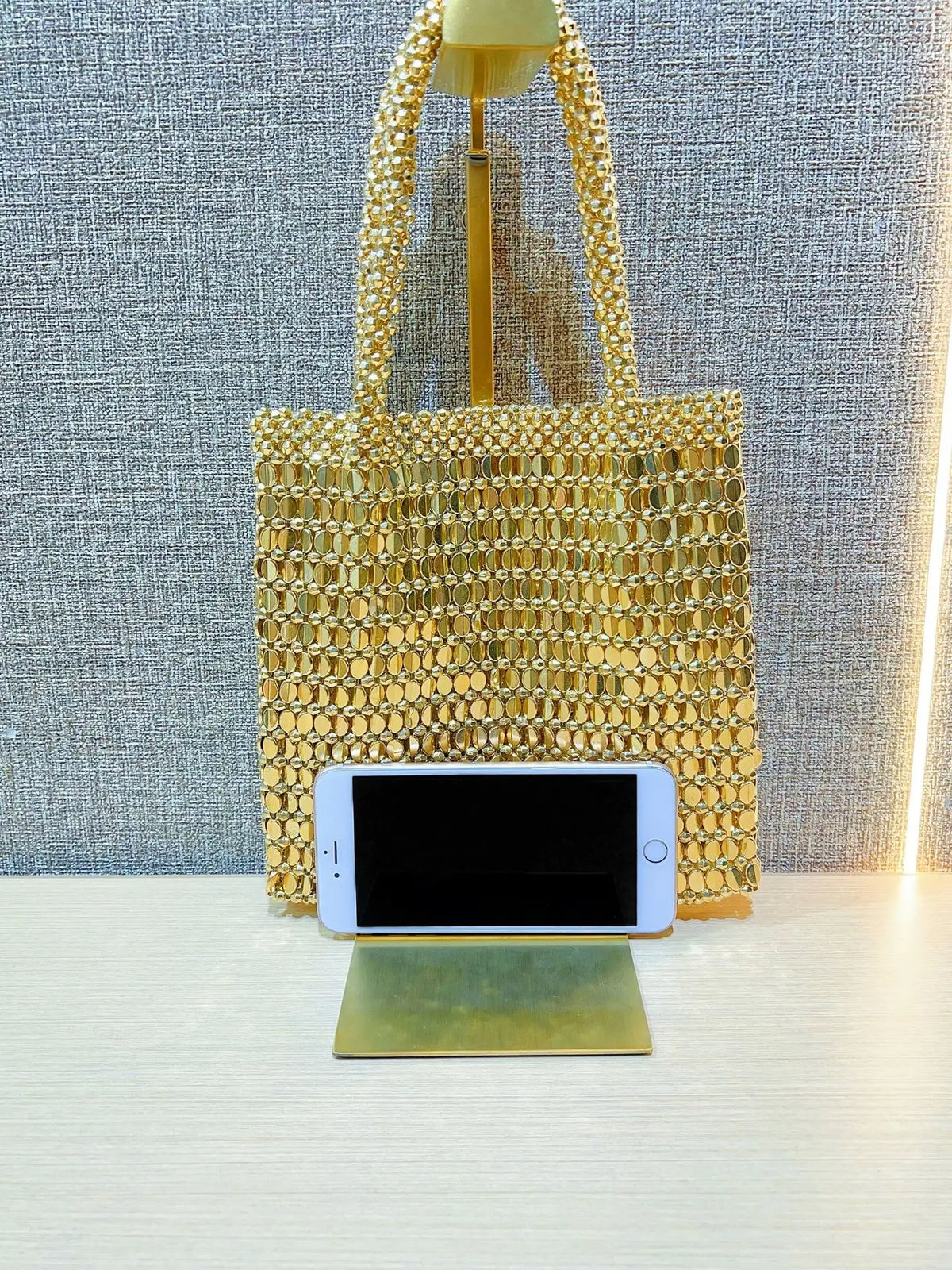 Openwork Beaded Tote Bag