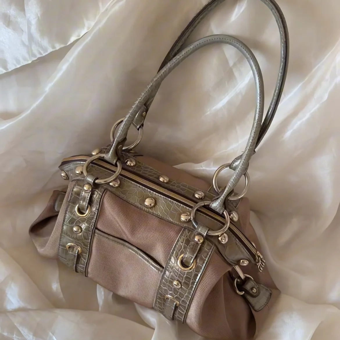 Studded Belt Detail Bowling Bag