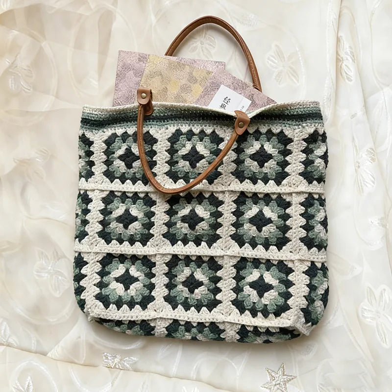 Geometric Woven Tote Bag