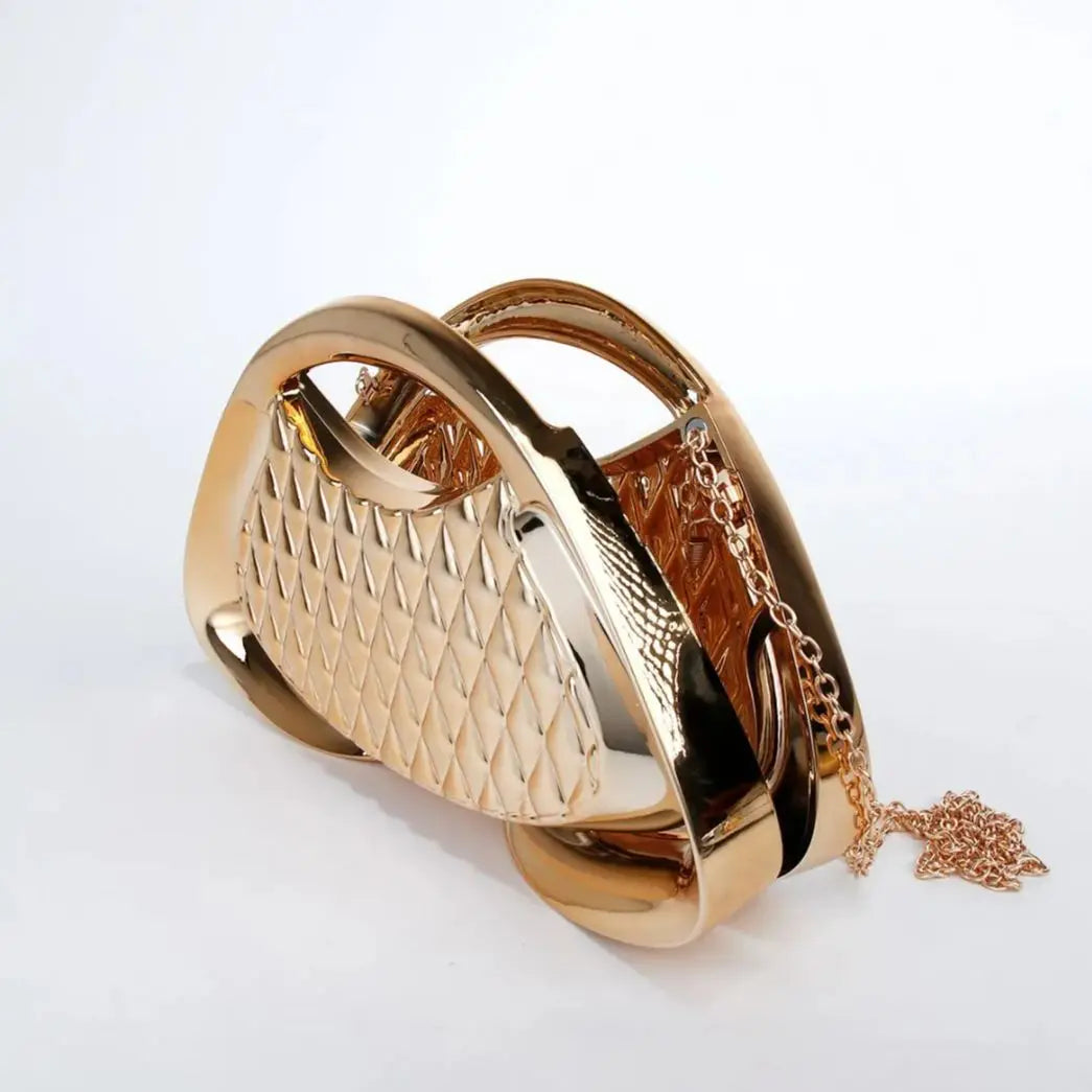 Metallic Geometric Top-Handle Clutch