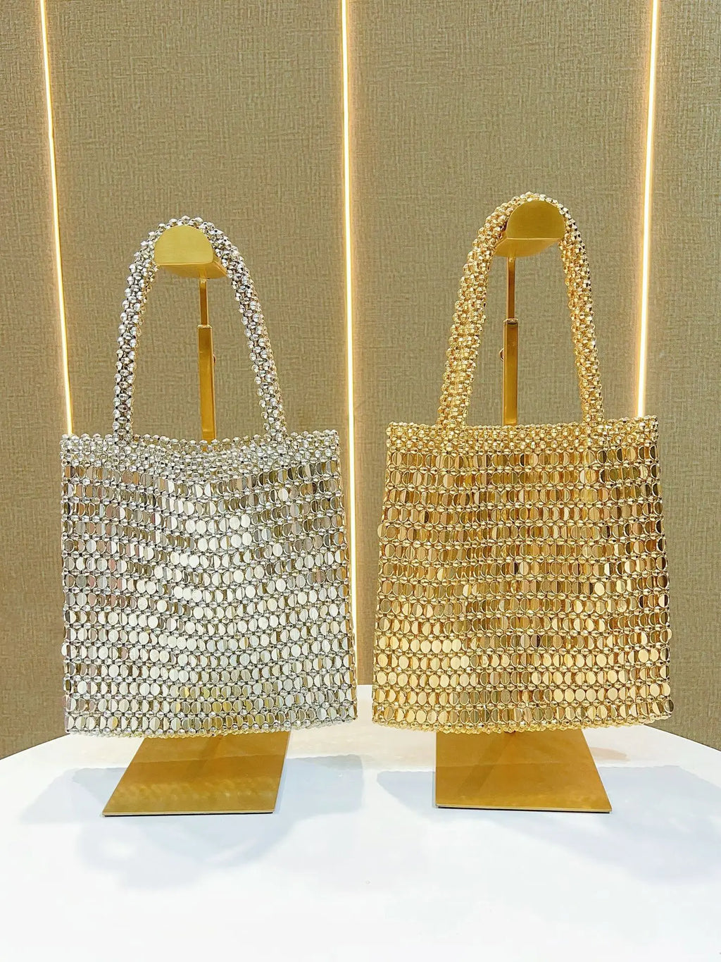 Openwork Beaded Tote Bag