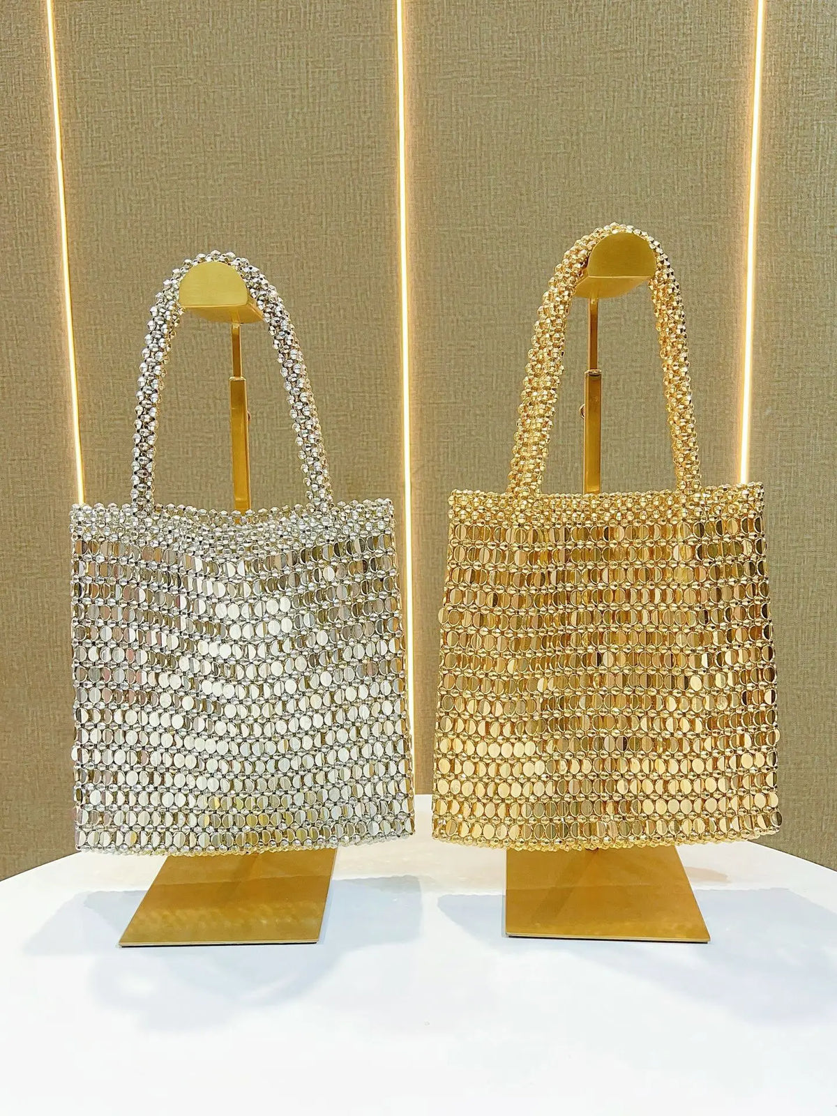 Openwork Beaded Tote Bag