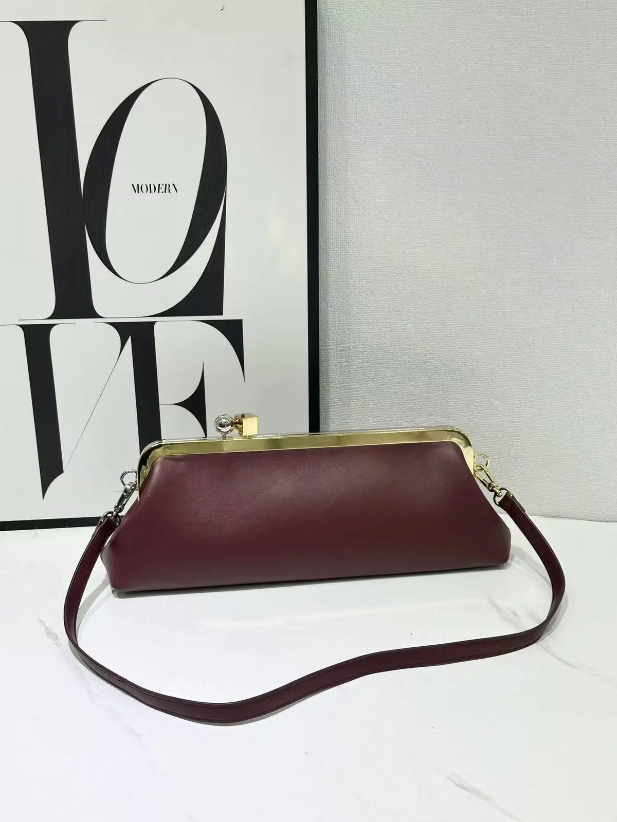 Croc-Embossed Frame Shoulder Bag