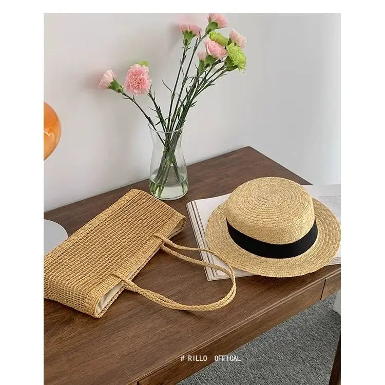 Open-Weave Rectangular Tote Bag
