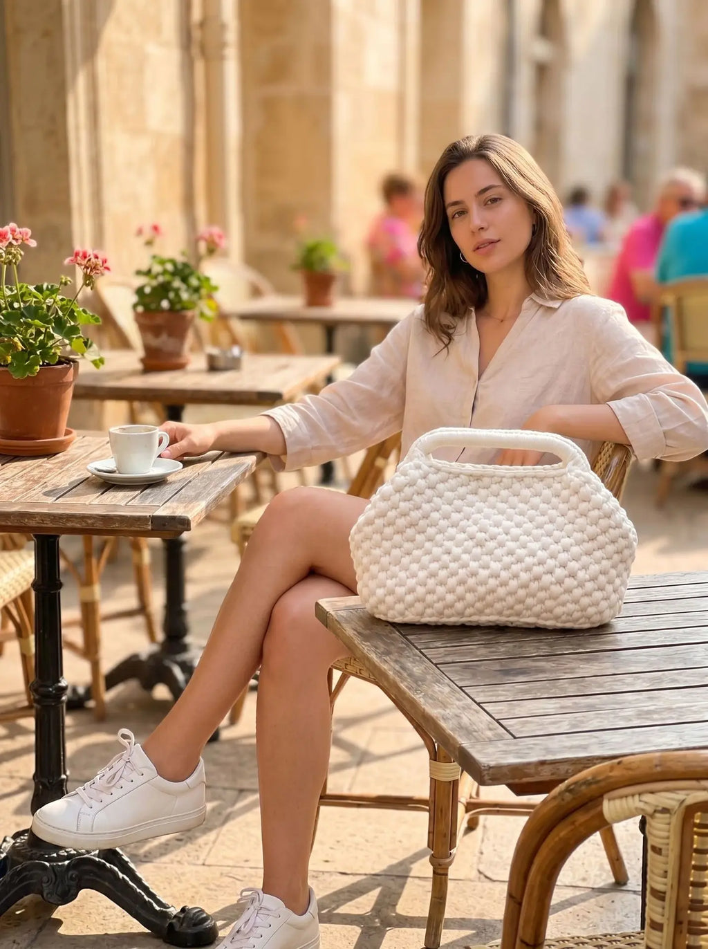 Chunky-Woven Top-Handle Bag