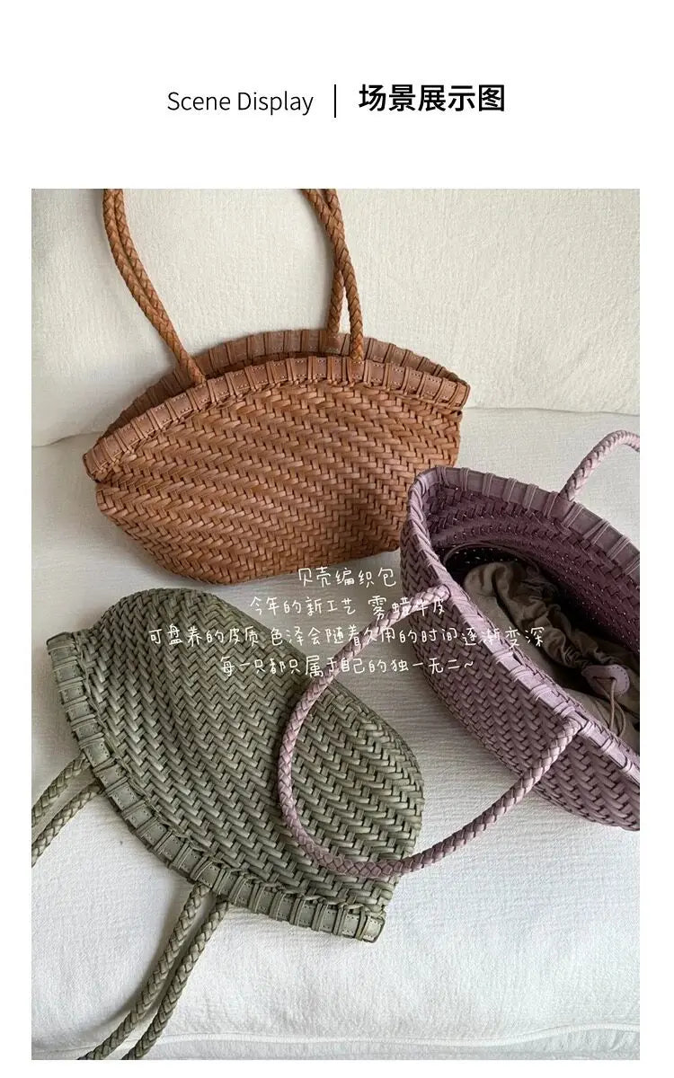 Woven Crescent Shoulder Bag