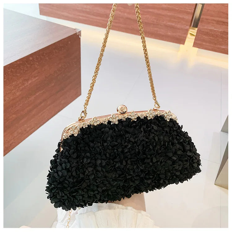 Floral-Texture Frame Clutch