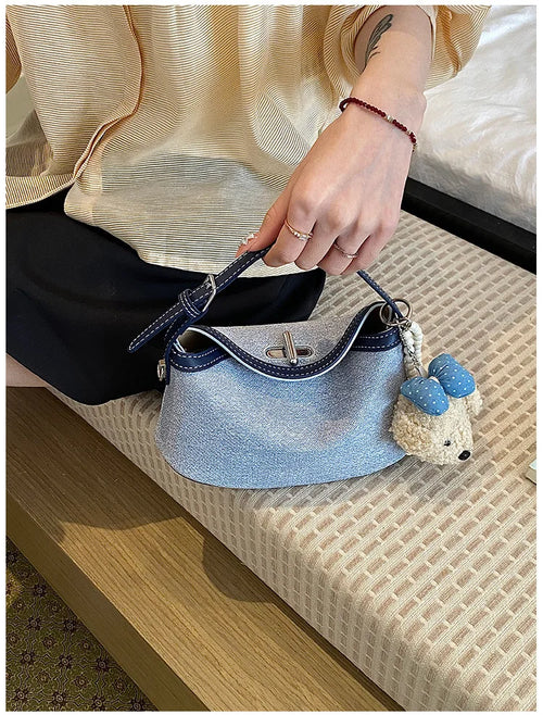 Curved Zip Shoulder Bag