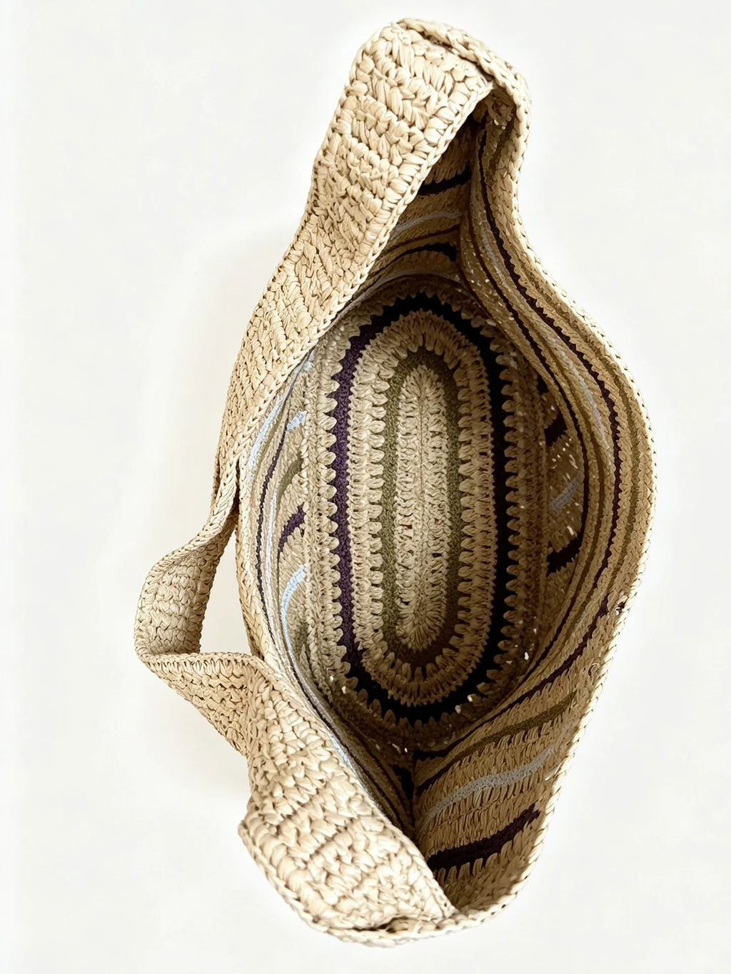 Diagonal-Stripe Woven Shoulder Bag