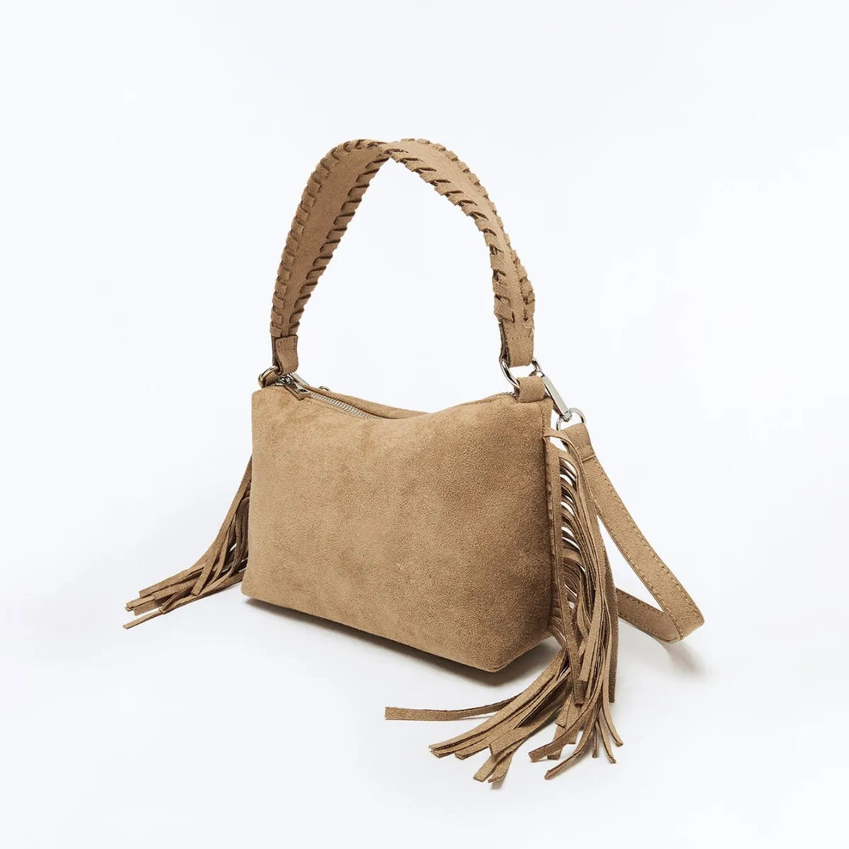 Fringed Braided-Strap Shoulder Bag