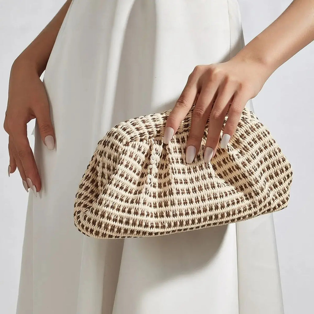 Openwork Woven Pouch Bag