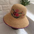 Floral Embroidered Woven Sun Hat