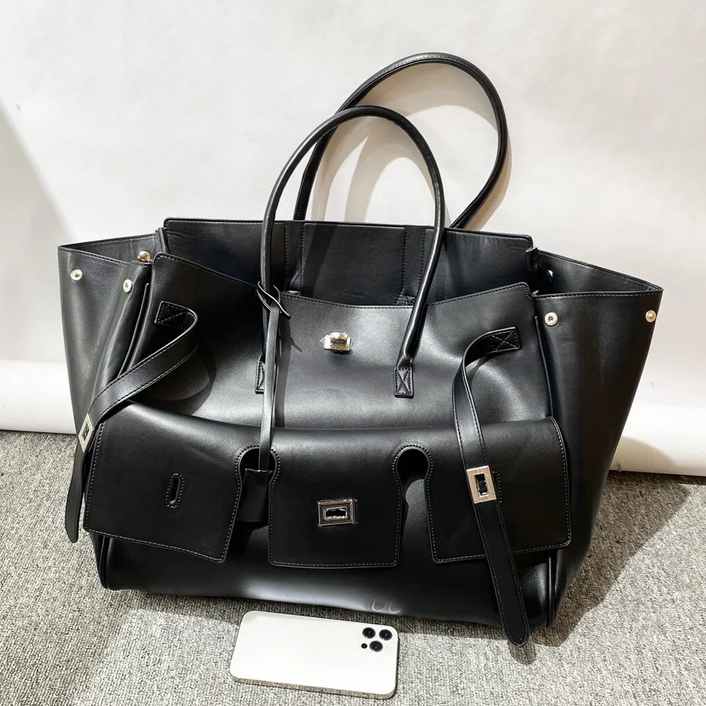 Pocketed Winged Tote Bag