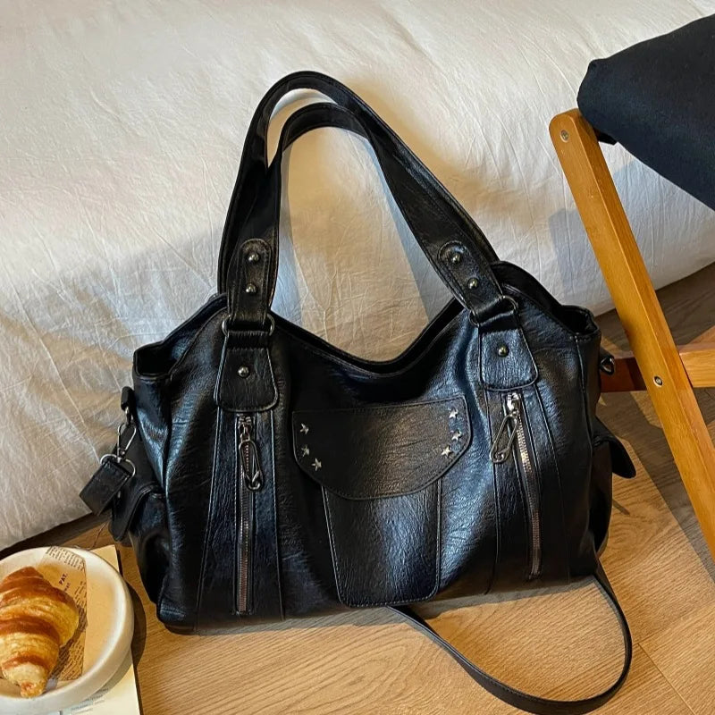 Zip-Pocket Shoulder Bag