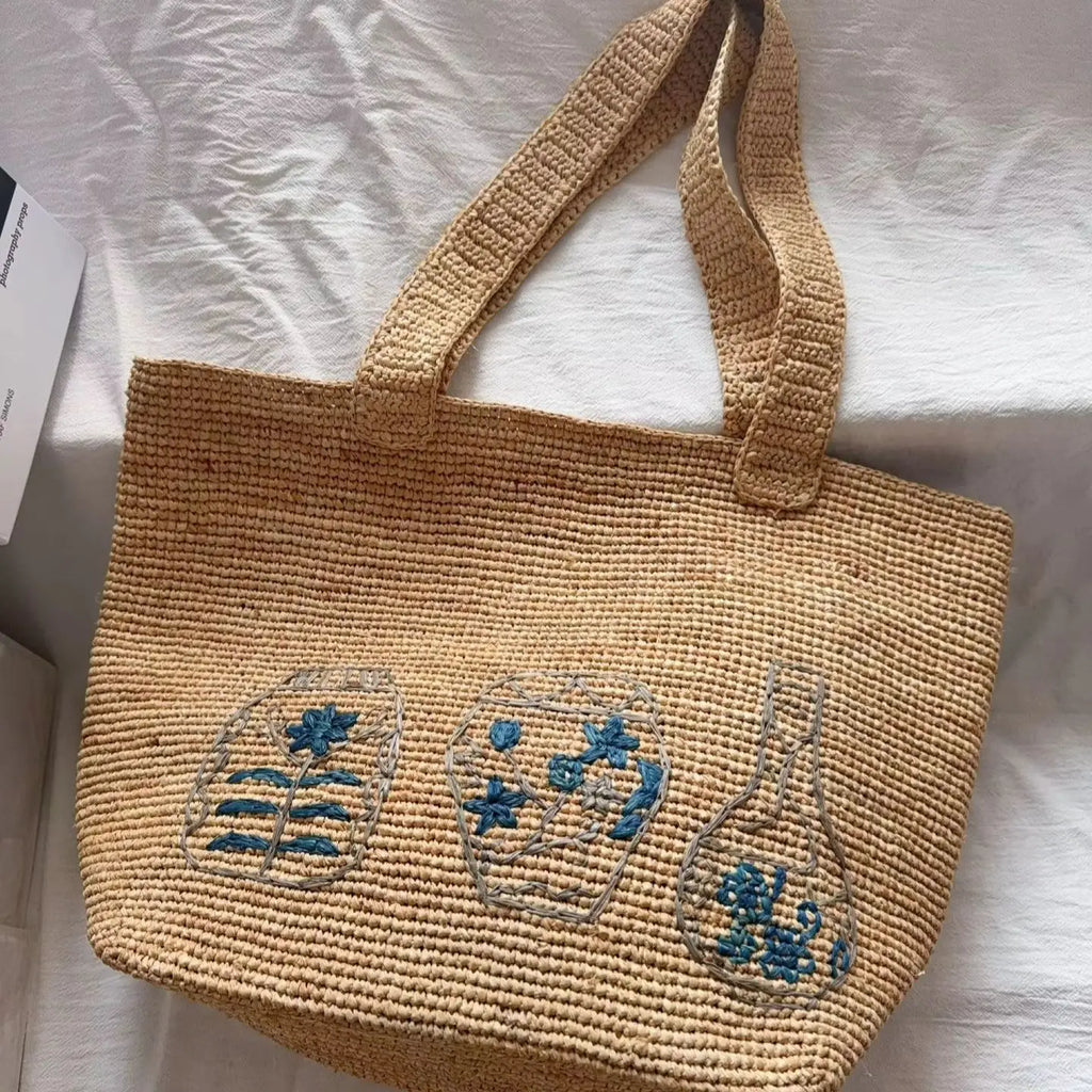 Patterned Woven Tote Bag