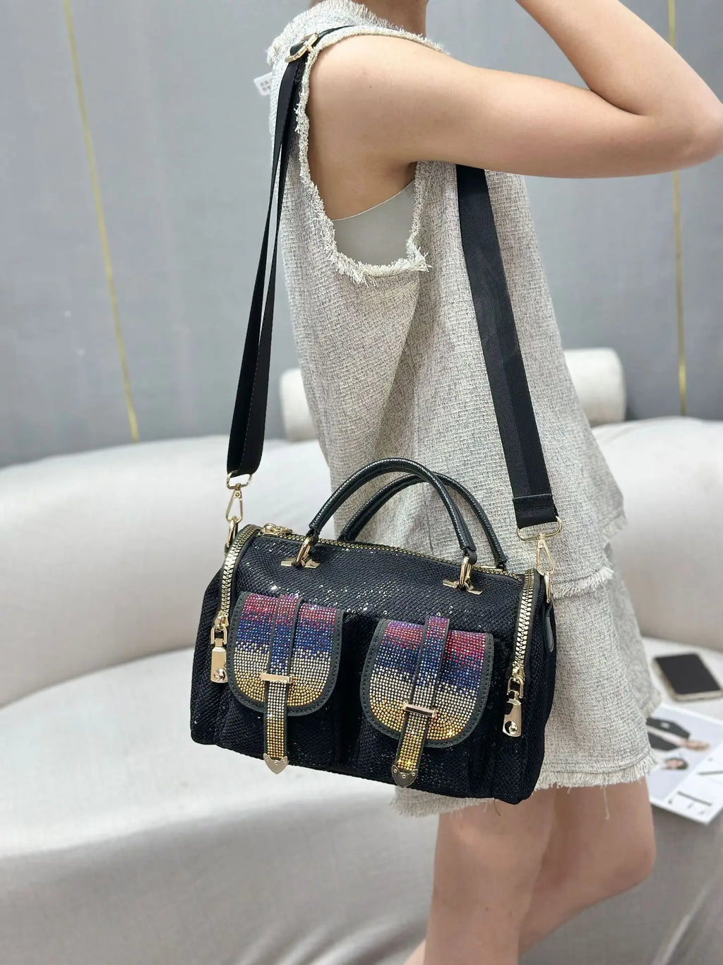 Sparkling Double-Pocket Bowling Bag