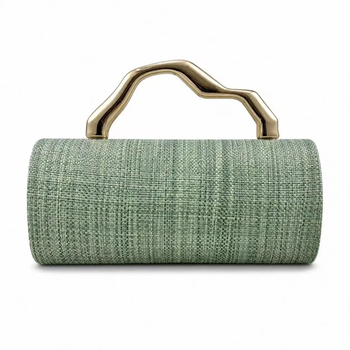 Cylindrical Woven Handle Clutch