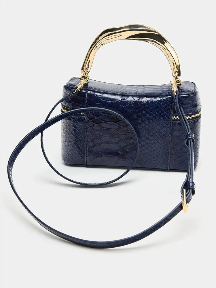 Embossed Box Top-Handle Bag