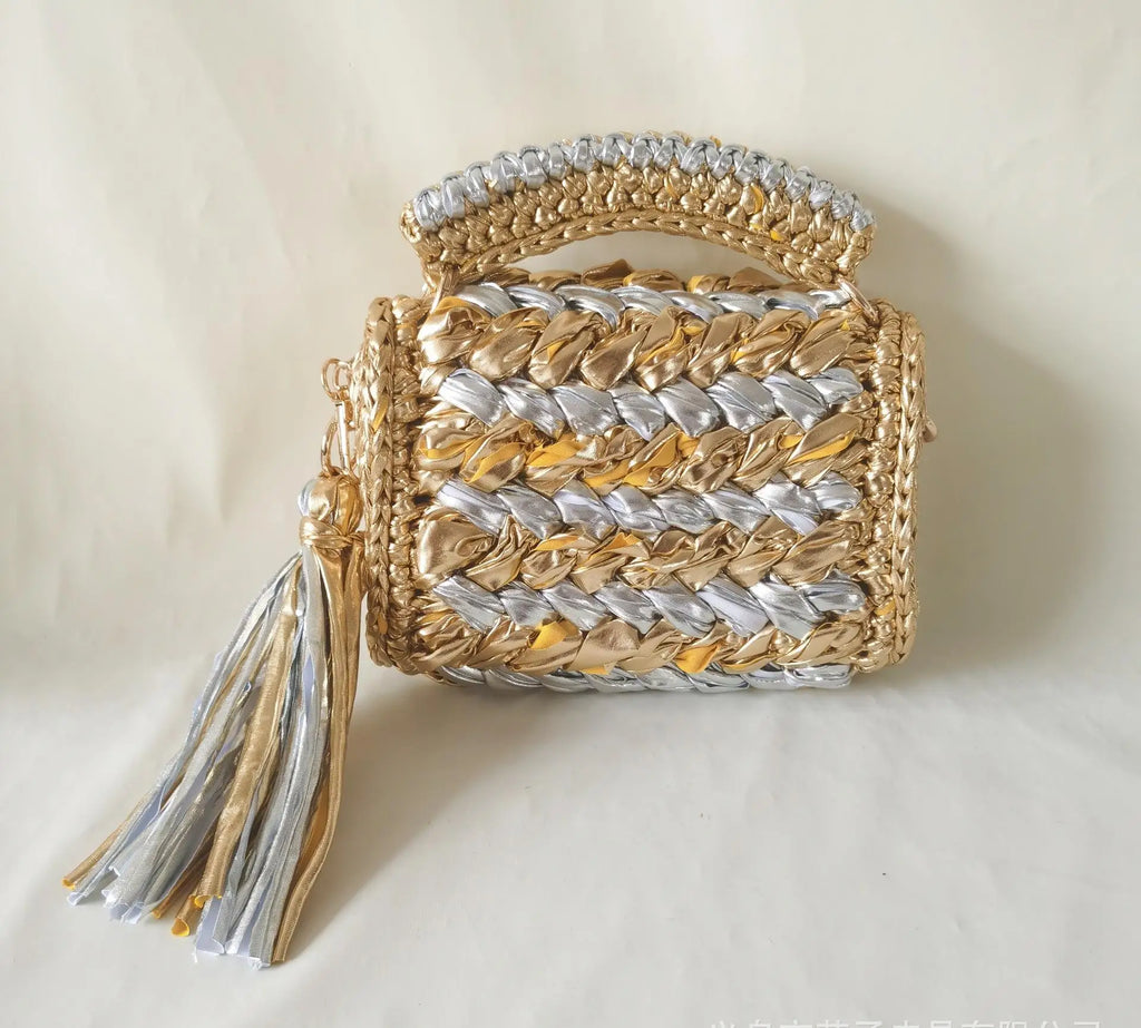 Metallic Woven Handbag