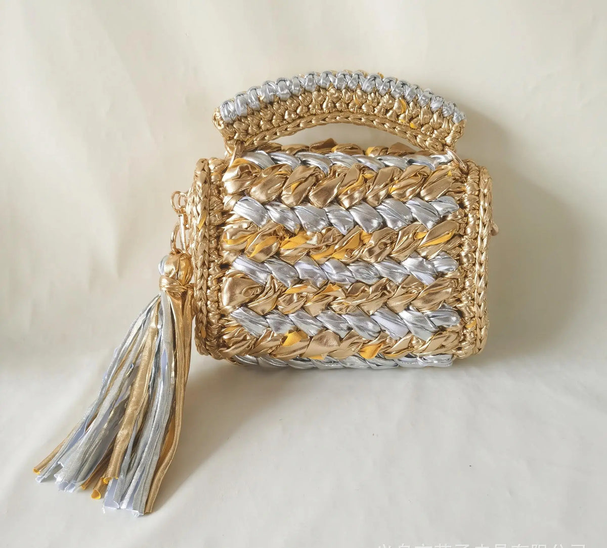 Metallic Woven Handbag