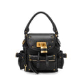 Studded Lock-Detail Top-Handle Bag