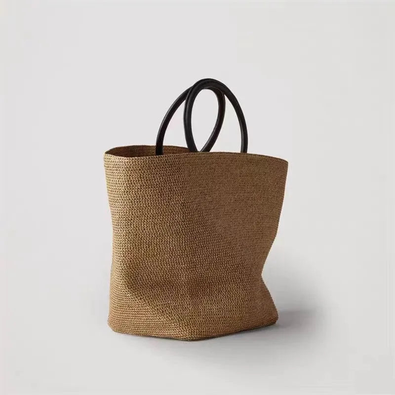Woven Ring-Handle Tote Bag