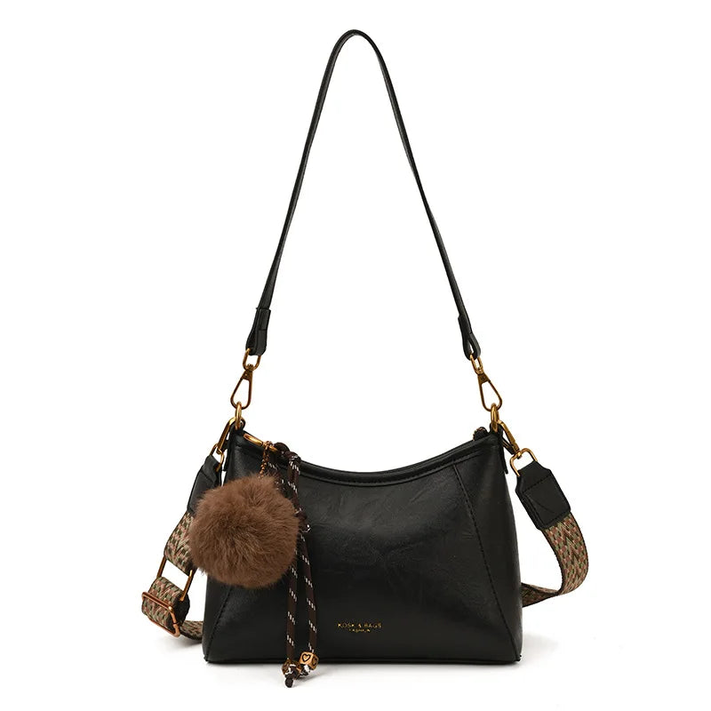 Contrast-Trim Bucket Shoulder Bag