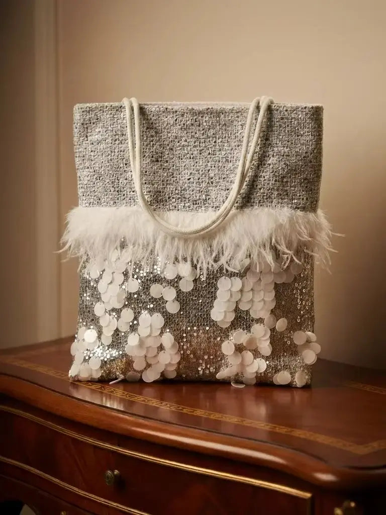 Sequin Fringe Tote Bag